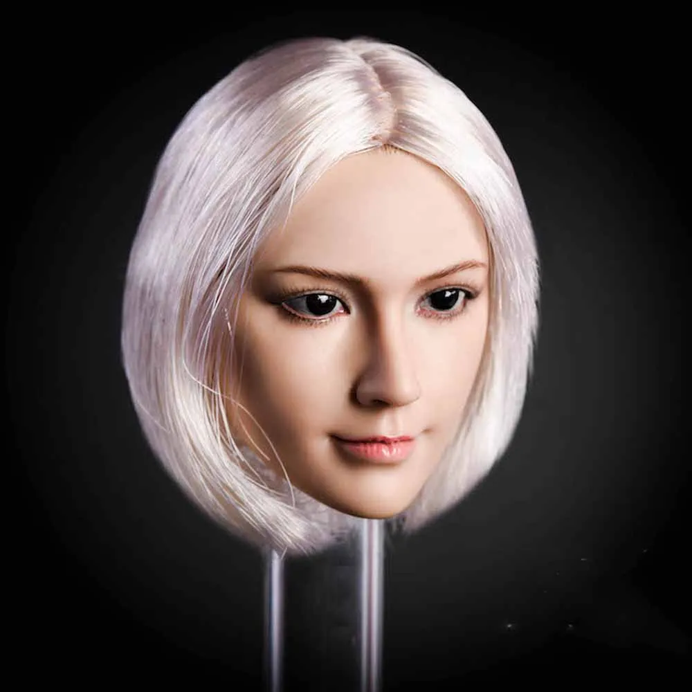 1/6 азиатский золотистый красный черный волос женская модель головы 12-дюймовый