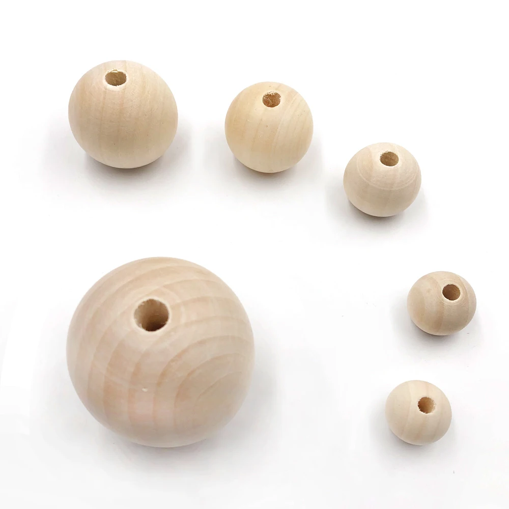 

DIY Natural Ball Wooden Spacer Beads Lead Free For Charm Bracelet Wholesale baby wood beads jewelry Wood Color perle en bois