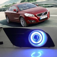 led cob angel eye rings front projector lens fog lights assembled lamp bumper replacement cover fit for volvo c70 2010 2012