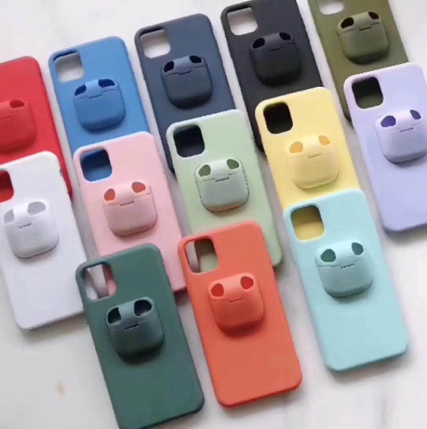Силиконовый чехол 2 в 1 для iPhone11 Pro Max Xs Xr X 10 с держателем AirPods телефона Air Pods|Бамперы|