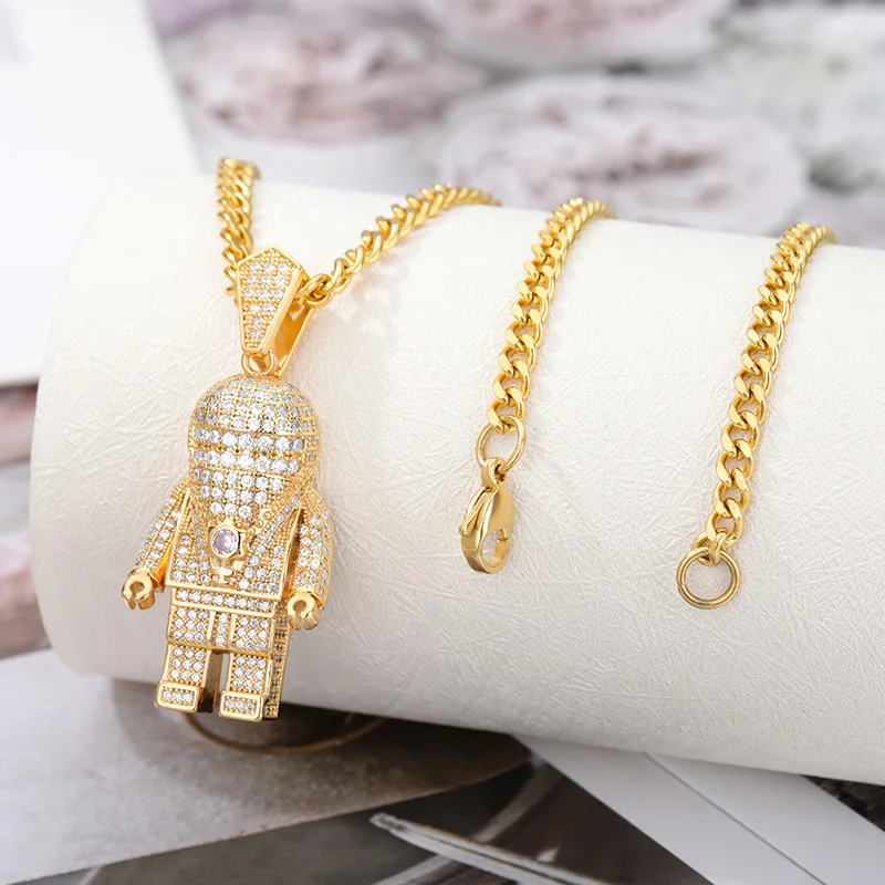 

Goth HipHop Punk Necklace For Women Men Zircon Cute Aesthetic Cartoon Astronaut Choker Necklace Jewelry Gift Collar Bijoux Femme