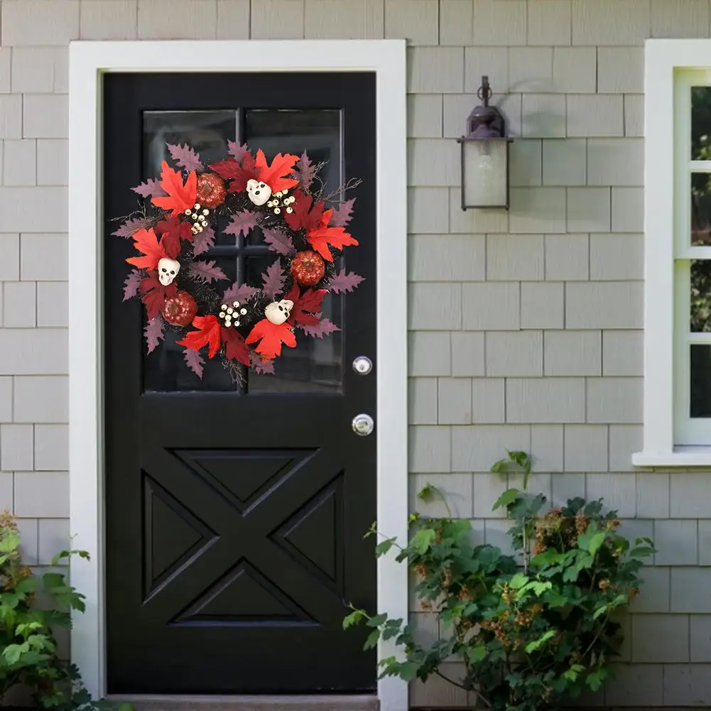 

2021 New Halloween Decoration Bat Wreath Pendant Window Door Hanging Maple Leaf Garland Halloween Decor for Home Party Supplies