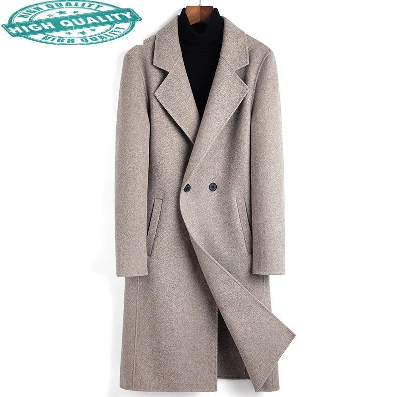 

100% Long Wool Coat Men Jacket Double Breasted Overcoat Clothes Mens Coats and Jackets Sobretudo Masculino 1101 KJ4212