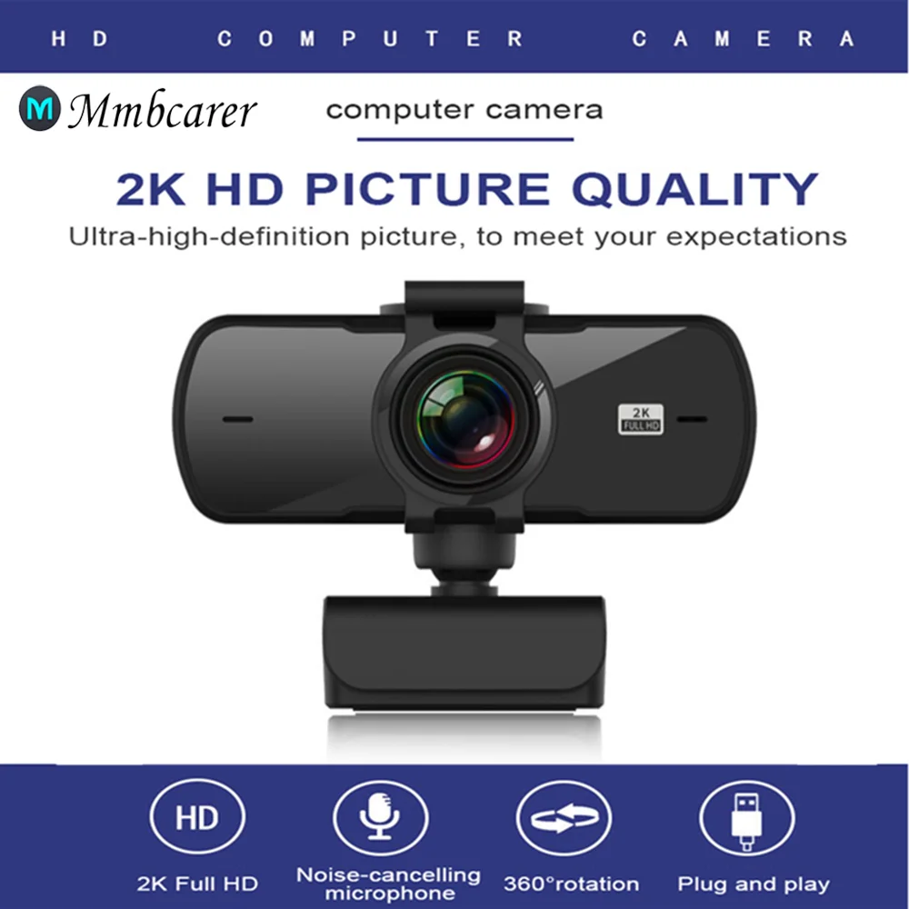 

Webcam 2K Full HD Webcam With Microphone USB Plug Webcam Is Suitable For PC Computer Mac Laptop Desktop YouTubeSkype Mini Camera