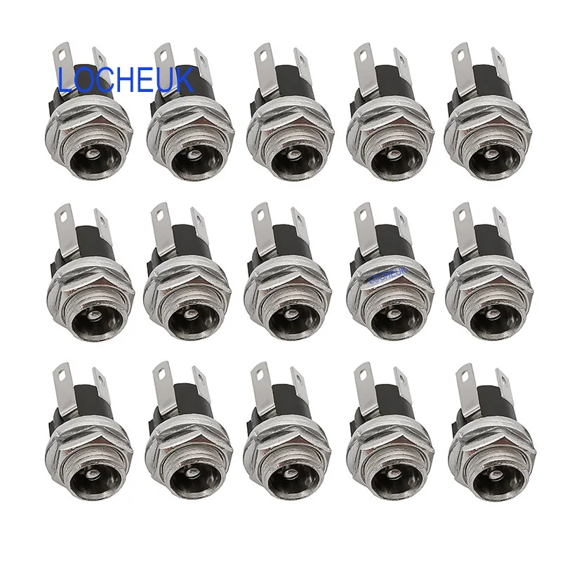 

200Pcs DC-025M 5.5 x 2.1mm 30V 0.5A-3A DC Power Female Plug Socket 3-Pin Threaded Motherboard Mount Connector Adapter