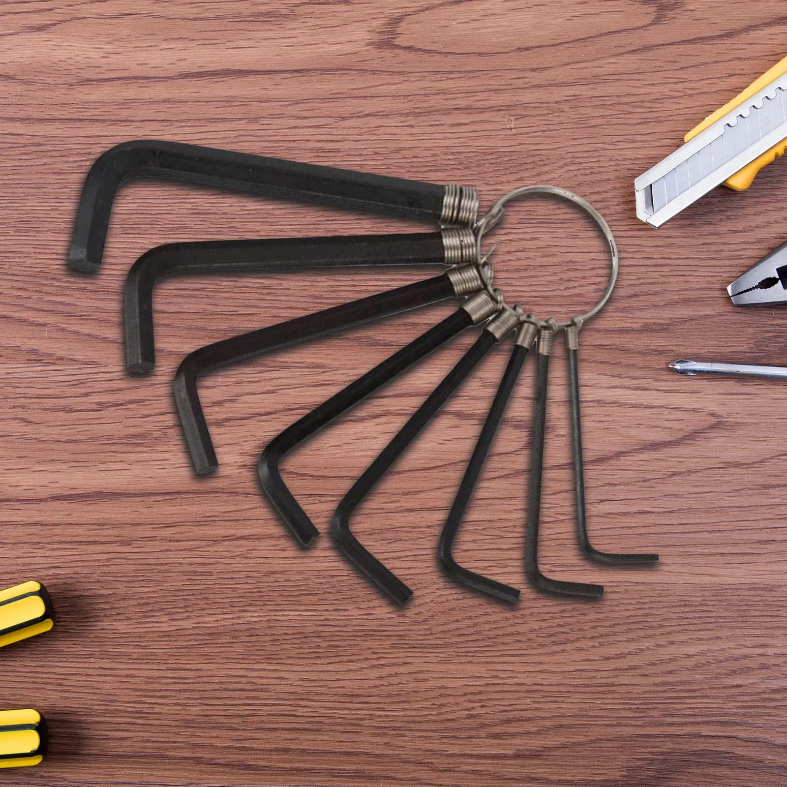 

8 Pcs/Lots 1.5mm-6mm Inner Hexagon Spanner Metric Combination Hex Key Allen Wrench Mechanic Tool Set Wit h Key Chain