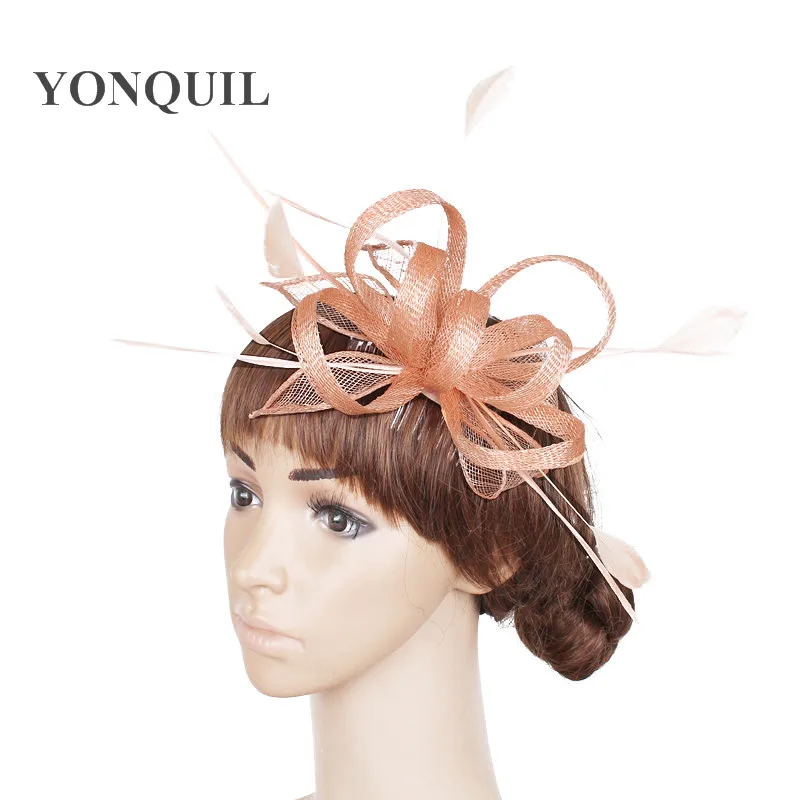 Hot Pink Wedding Women Fascinator Hair Accessories Formal Dress Cocktail Nice Fedora Hats Elegant Female Headwear With Feathers |