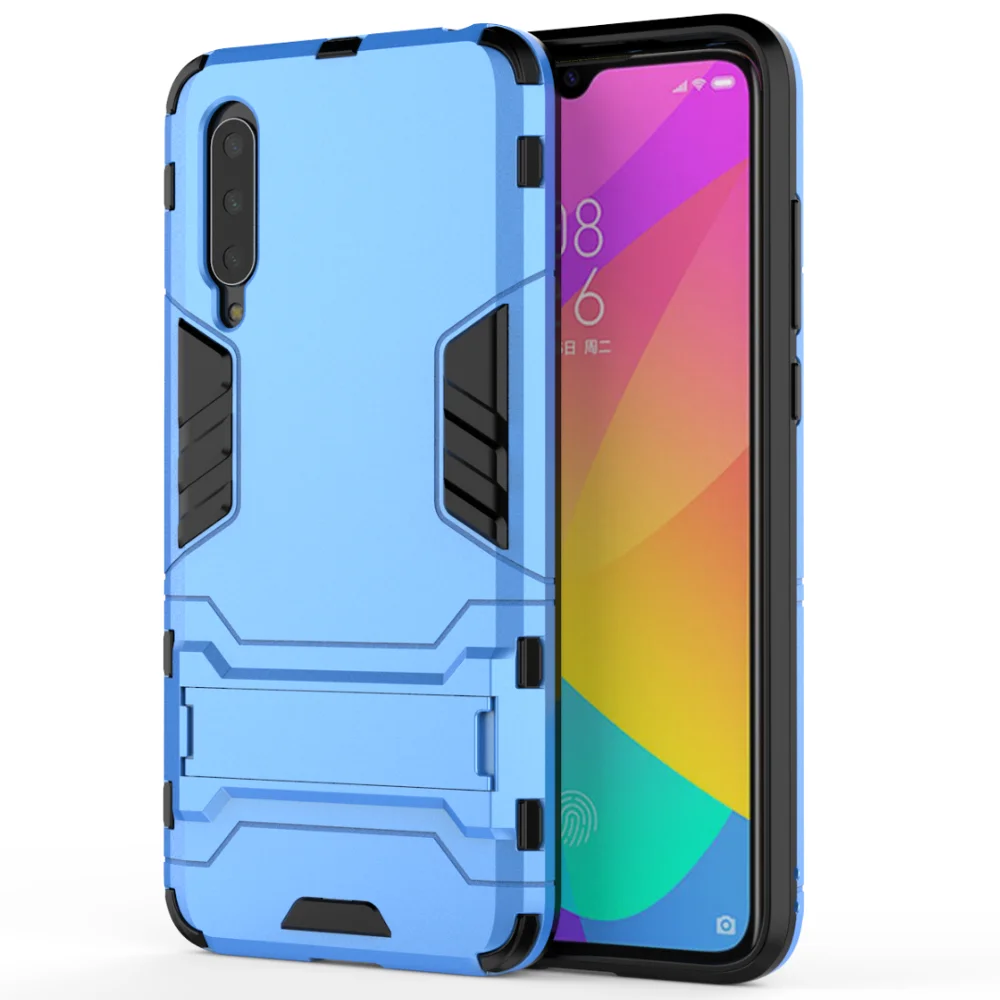 Bracket blue Xiaomi Mi 9 Lite A3 Lite Гибридный противоударный бронированный автомобильный чехол для телефона с кольцом-подставкой для Mi A3Lite 9 Lite CC9 CC9E чехол-Кобура - Цвет: Bracket blue
