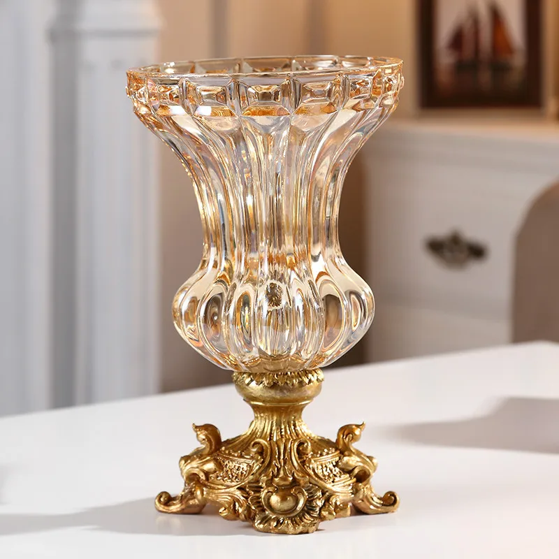 Crystal glass vase decoration living room dried flower arrangement coffee table TV cabinet water Дом и сад