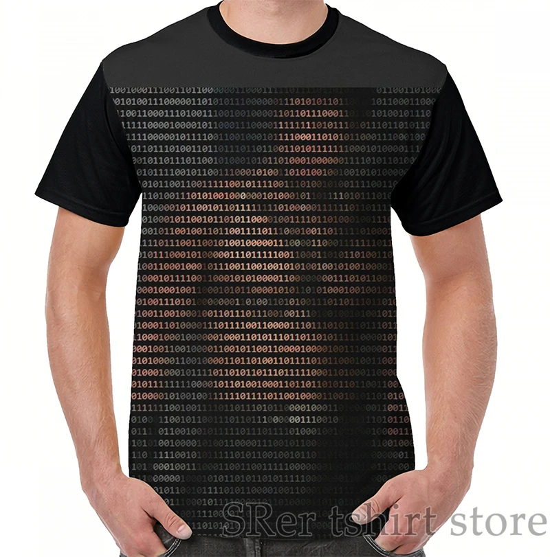 Футболка с забавным принтом для мужчин и женщин топы рисунком двоичного Ван