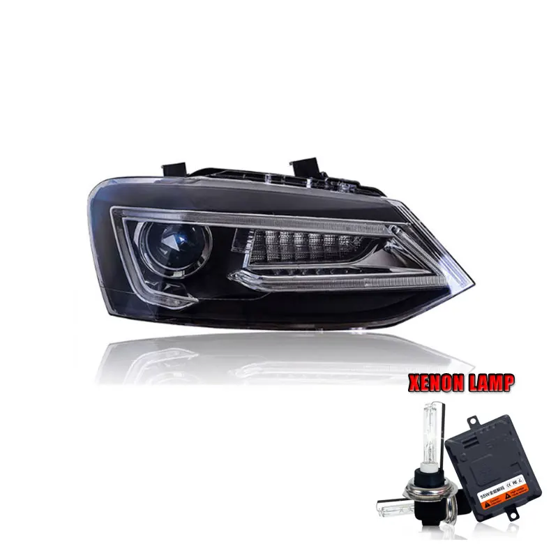 Xenon 2 шт. автомобильный стиль светодиодный фары для VW Polo 2011- для VW Polo фара Объектив двойной луч H7 HID Xenon bi xenon объектив - Цвет: Xenon