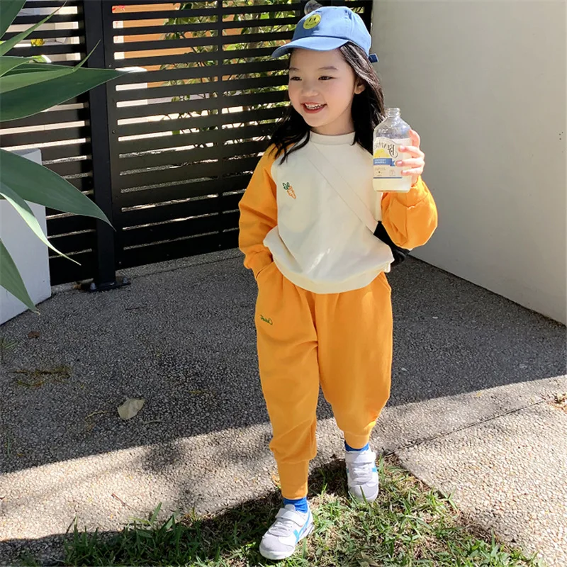 Спортивный костюм для мальчиков и девочек хлопковый комплект из 2 предметов с