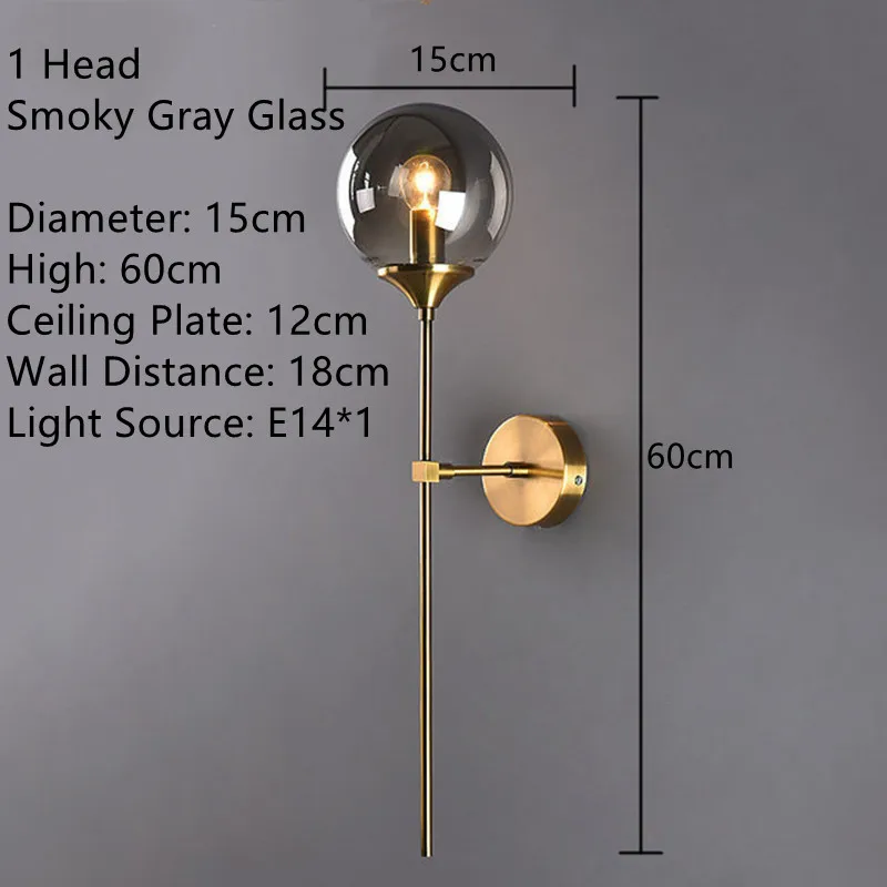 

Современный прозрачный/янтарный/дымчато-серый/белый стеклянный настенный светильник прикроватный бра настенный светильник для гостиной E14 Светодиодный теплый свет Скандинавская лампа