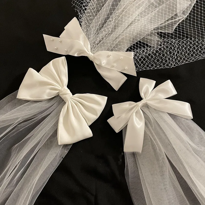 Короткая фата для невесты белый венок из искусственных цветов свадебная