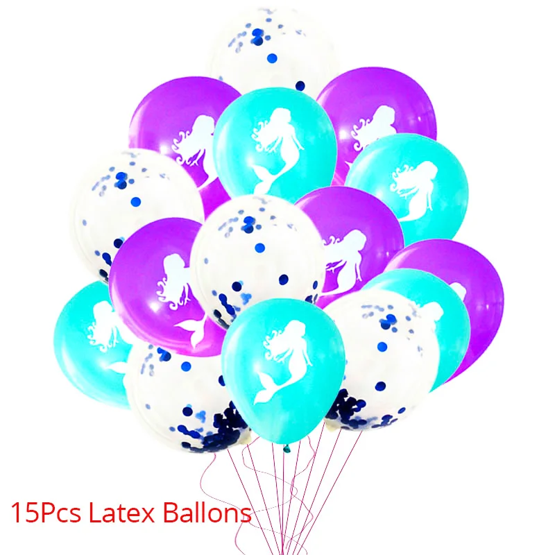 15pcs balloons MEIDDING вечерние воздушные шары-гирлянды в виде хвоста русалки для девочек, украшения для дня рождения, вечеринки на пляже, свадьбы - Цвет: 15pcs balloons