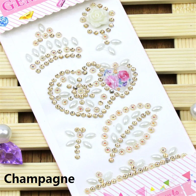 CA474-Champagne 1 лист акриловые стрекозы искусственные бриллианты с повторяющимся цветом DIY Ручная работа телефон украшение автомобиля Скрапбукинг Ремесло стикер кристалл аксессуары - Цвет: CA474-Champagne