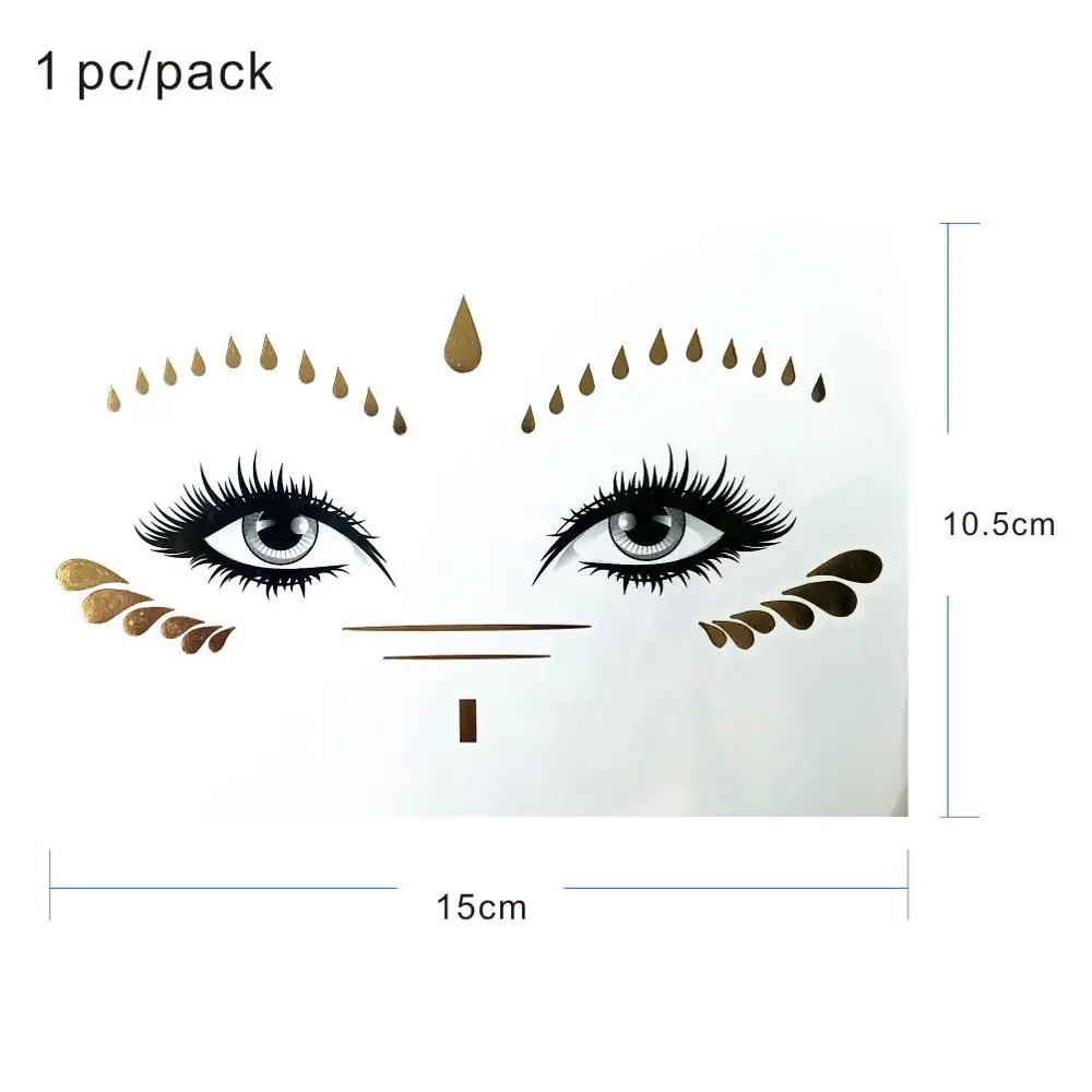 Металлический Золотой Цыганский каплевидный Bindi макияж FT0032 Татуировка наклейка