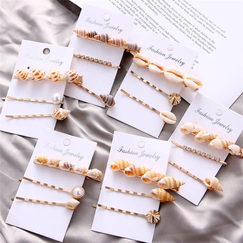 Модная Имитация Жемчуга Заколка для волос набор ракушек заколка с кристаллами
