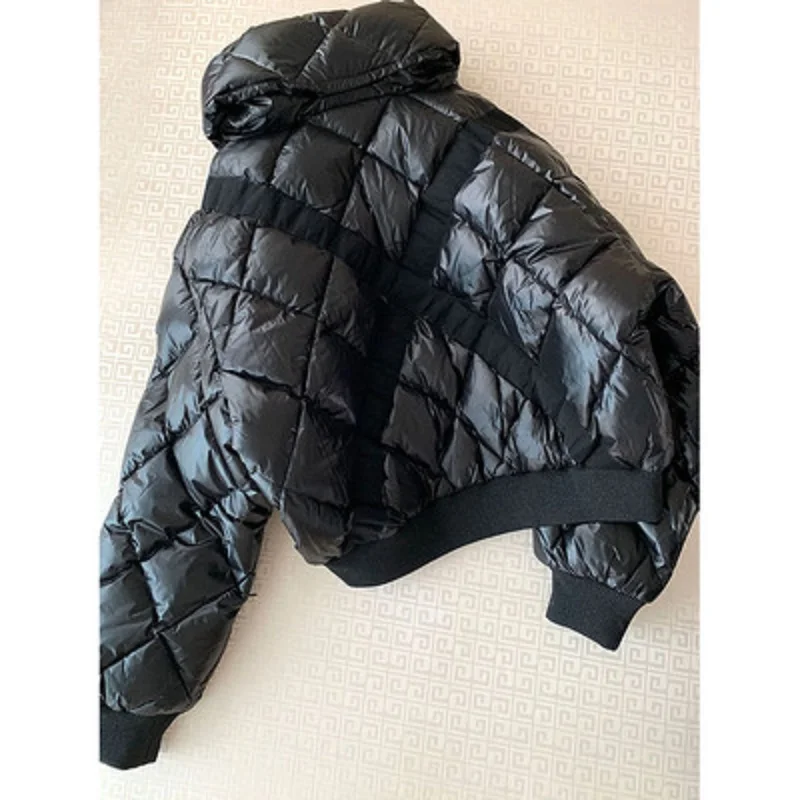 

WholesaleWomen FashionDiamond short down jacket loose casual stand collar jacket