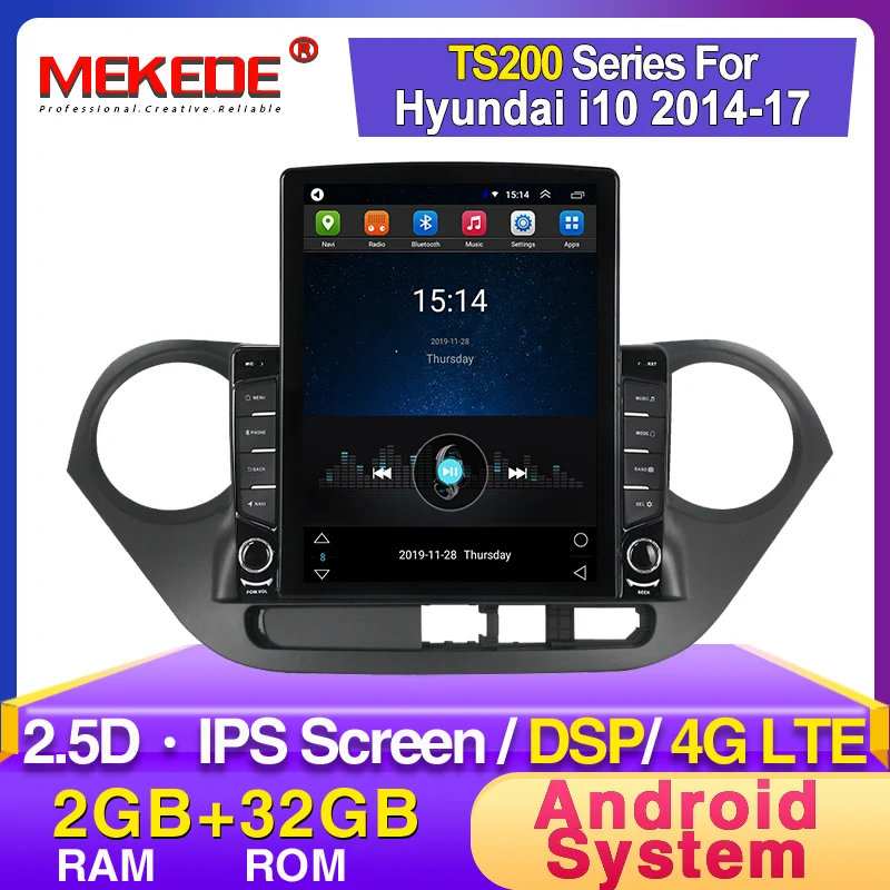 4G LTE Android DSP IPS 2 + 32G Автомобильный мультимедийный плеер для HYUNDAI i10 2014 2015 2016 2017 с gps