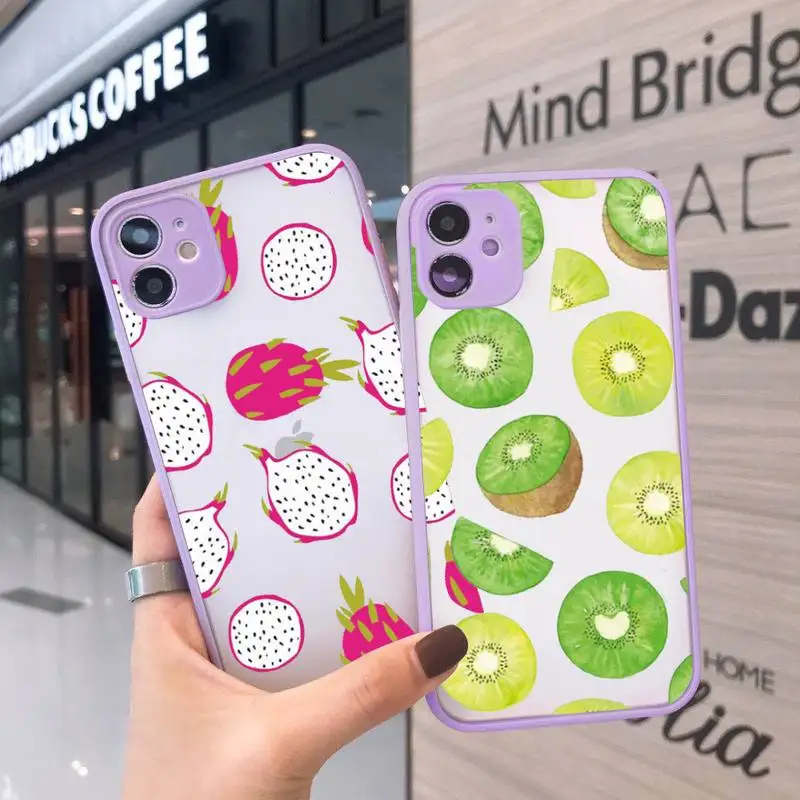 

Cartoon fruit cute dragon fruit kiwi Phone Cases Matte Transparent for iPhone 7 8 11 12 s mini pro X XS XR MAX Plus cover funda