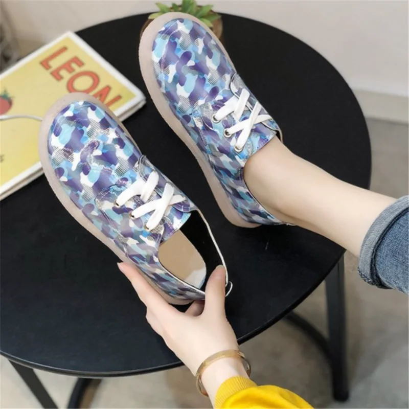 

2020 New Autumn Women Flat Shoes Fashion Women Lace-up Platform Shoes Lightweight and Comfortable Casual Shoes
