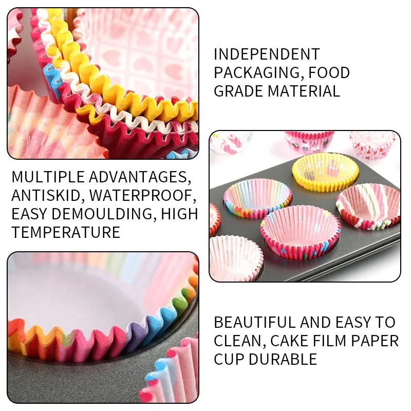 

100Pcs Muffin Cupcake Paper Cups Cupcake Liner Baking Muffins Box Cup Case Party Tray Cake Decorating Tools Birthday Party Decor