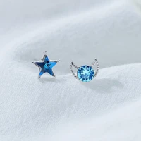 new fashion moon asymmetric earrings cz blue crystal girl stars earrings 2021 trend lady body piercing zircon earrings jewelry