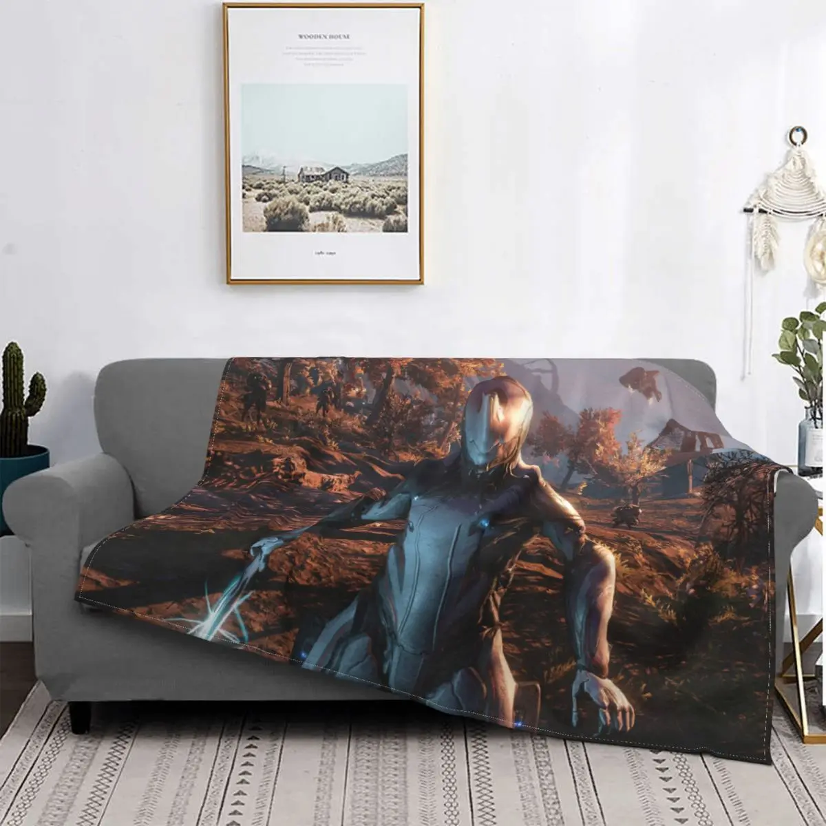 

Warframe-Manta de juego de tiro Tenno, franela, bosque Khlongni, cálida, ropa de cama para invierno