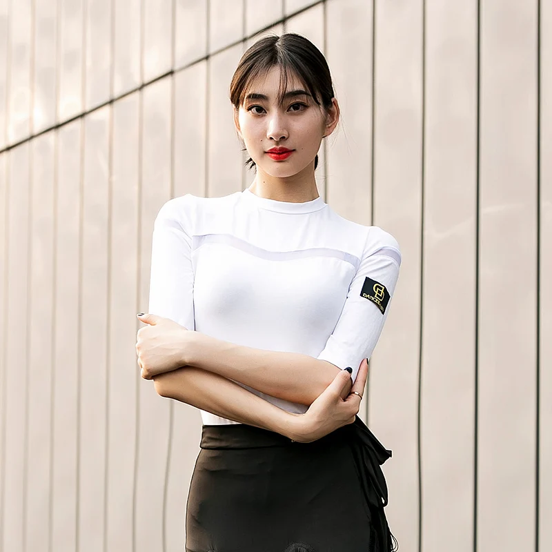 Новинка топы для латинских танцев Женская Одежда Сексуальная Открытая грудь