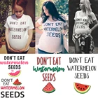 Одежда для беременных с принтом надписи Don't Eat, семена арбуза, топ для беременных, футболка с коротким рукавом для беременных, серая футболка