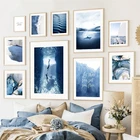 Темно-синий плакат Langdscape настенная Картина на холсте океан пляж морской пейзаж плакаты и принты скандинавские настенные картины декор для комнаты плакат