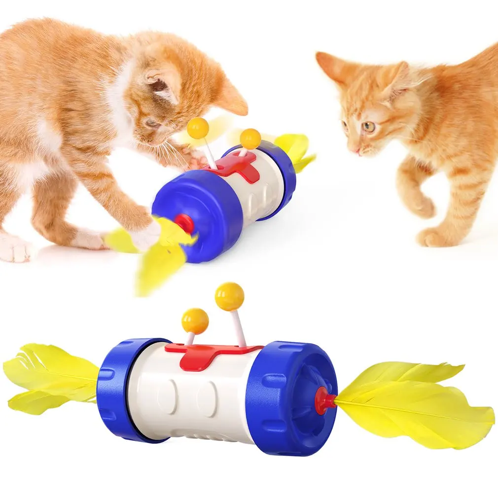 

Pet IQ Sliding Toy 360 Rotating Tumbler feather Cat Toy for Dogs Cat kitten Puppy Accessories Five Colors Optional Pet Toys