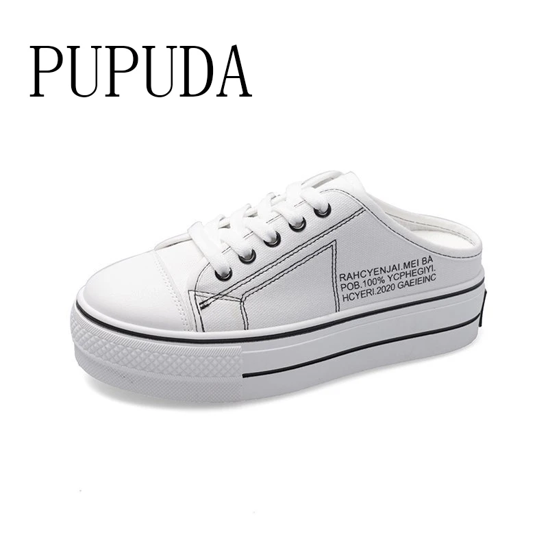 

Женские парусиновые кроссовки PUPUDA, на платформе, дышащие, белые, повседневные, летние
