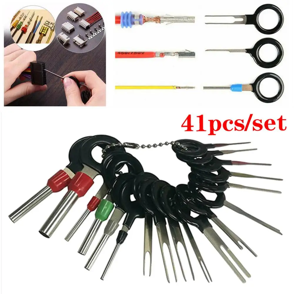 

41pcs Car Terminal Removal Kit Wiring Crimp Connector Pin Extractor Puller Automotive Terminal Repair Professional Tools HOT !!!