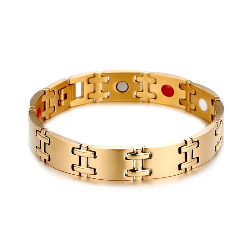 NHGBFT браслет из нержавеющей стали золотого цвета с магнитной энергией для