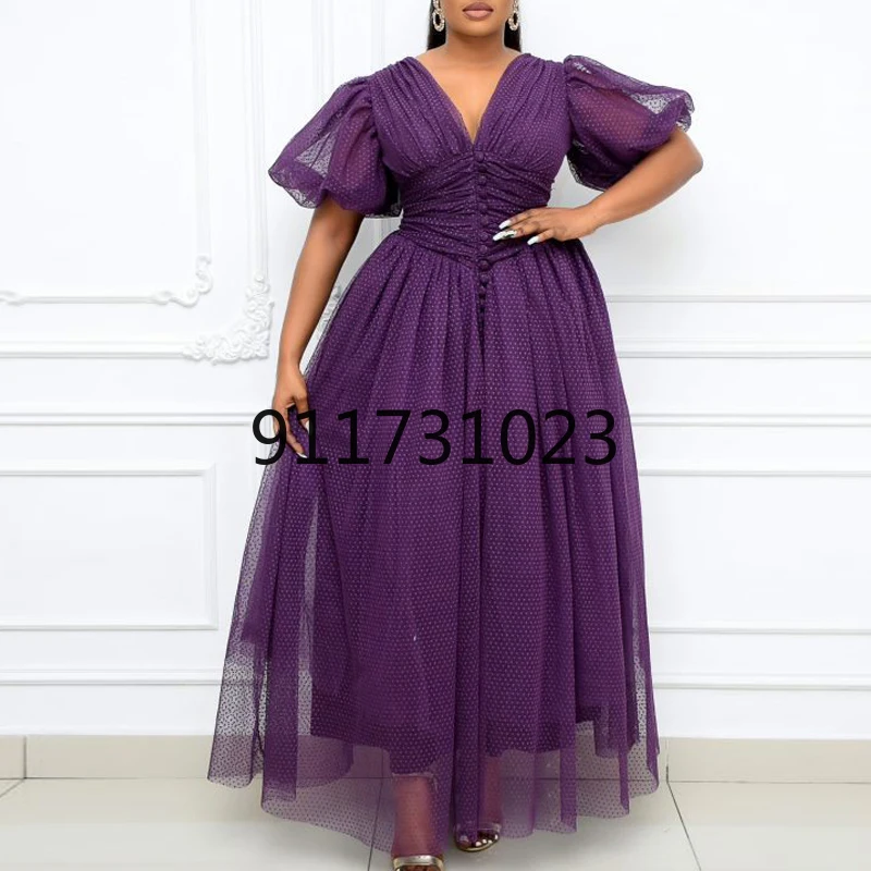 Элегантные женские платья для выпускного вечера с коротким рукавом и V-образным