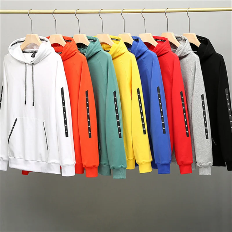 Толстовка мужская хлопковая Спортивная Свитшот свободного покроя однотонная