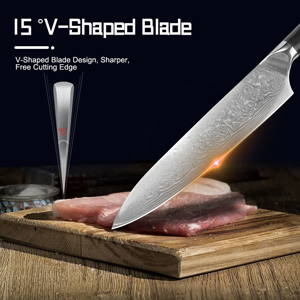 Нож шеф-повара из дамасской стали кухонные инструменты 8 дюймов с рукояткой G10