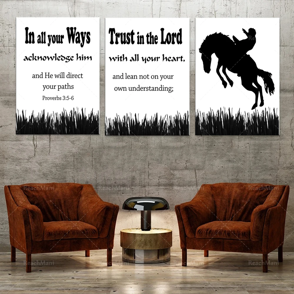 

Trust in God with all your heart, Proverbs 3:5-6, Christian prints, Christian wall art bible decoration canvas print poster