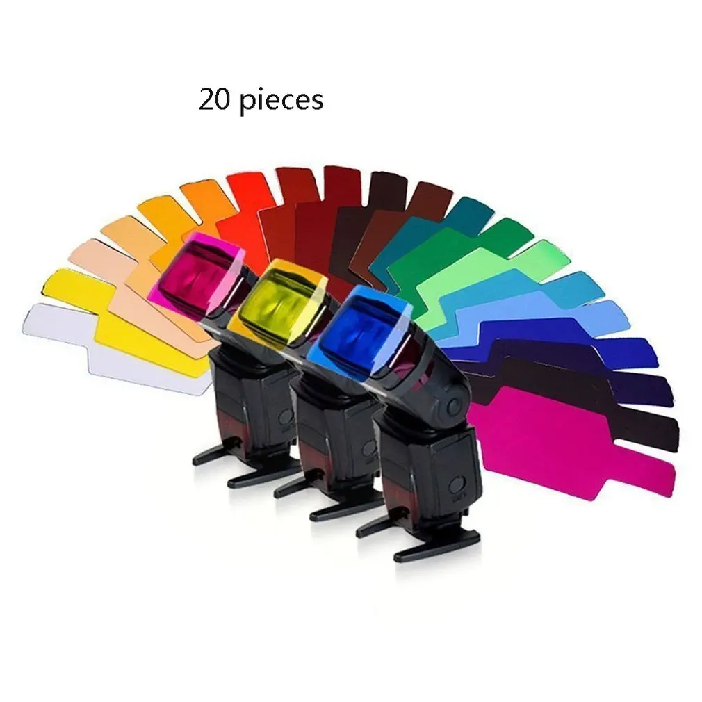 

20PCS Colour Filter for Camera Top Flash Fittings Universal Flash Gels Lighting Filter for Camera Flash Light