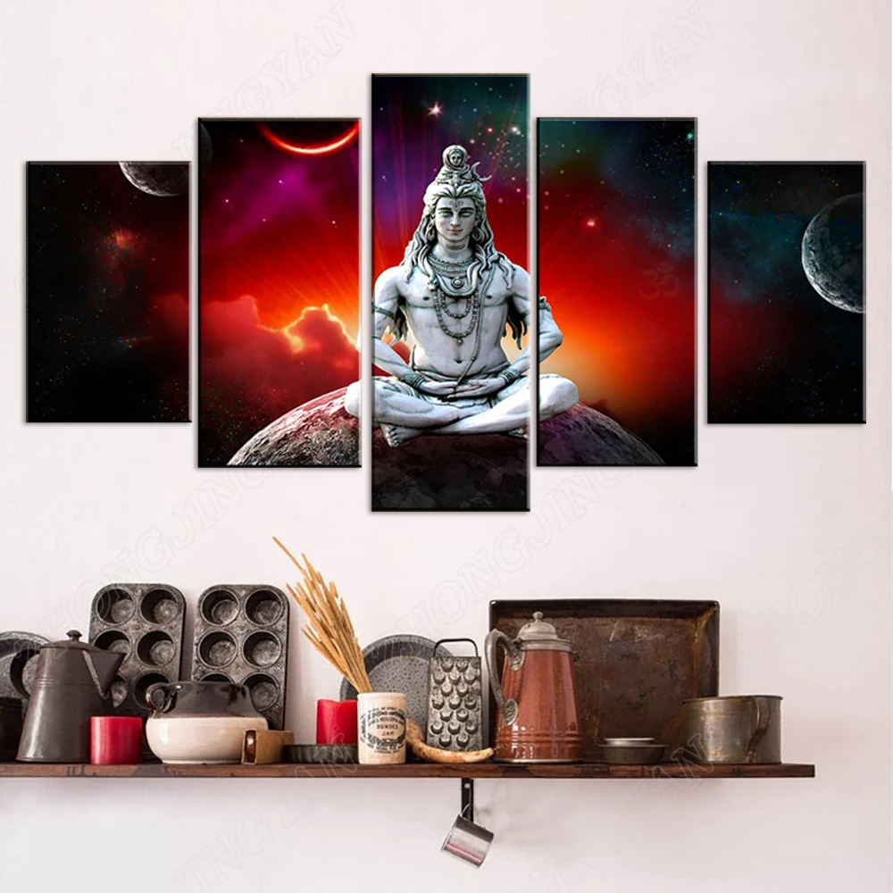 5 шт. в рамке постер лорд Шива с пейзажем звездное небо современный домашний