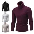 Мужской свитер, однотонный вязаный свитер с длинным рукавом, универсальный мужской свитер с высоким воротником, пуловер для осени и зимы