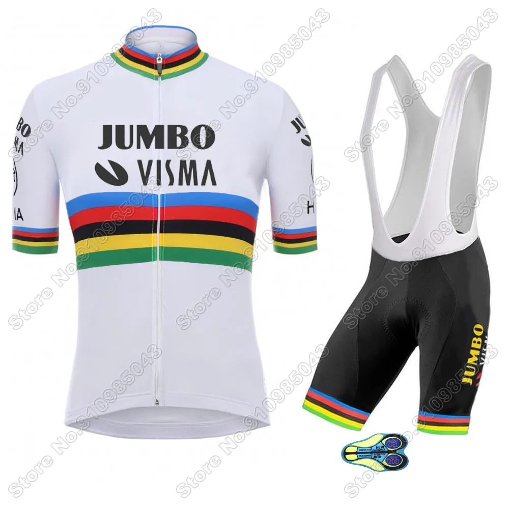 

Suit Jumbo Visma Cycling Jersey Set World Champion 2021 Short SLeeve Cycling Clothing Road Mountain Outdoor Maillot Culotte