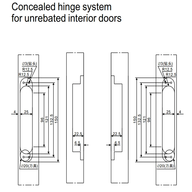 Петля для дверей цинковый сплав регулируемая 150x25 мм 40 кг |