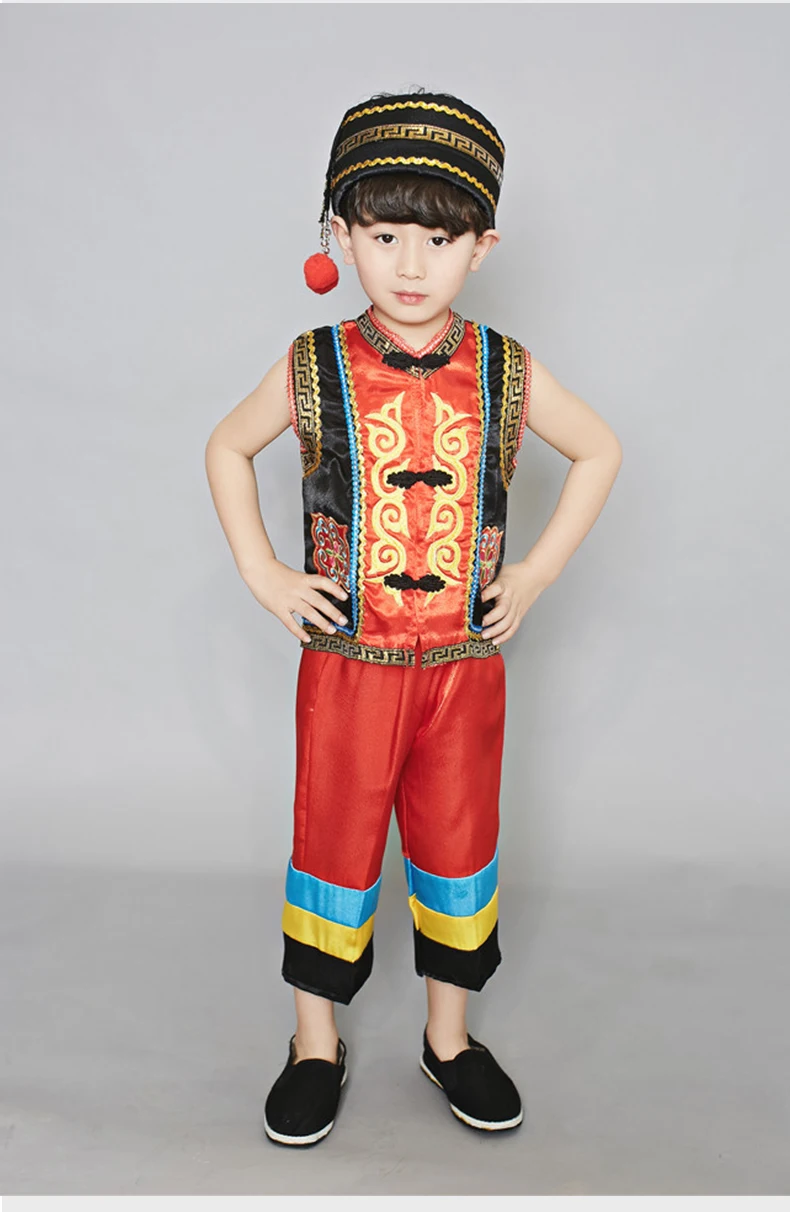 Детская одежда Мяо мальчиков хмонг Одежда для танцев в стиле китайского