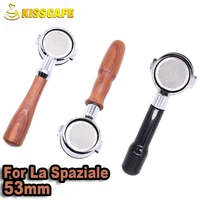53mm stainless steel coffee machine for la spaziale bottomless filter holder portafilter wooden handle professional accessory
