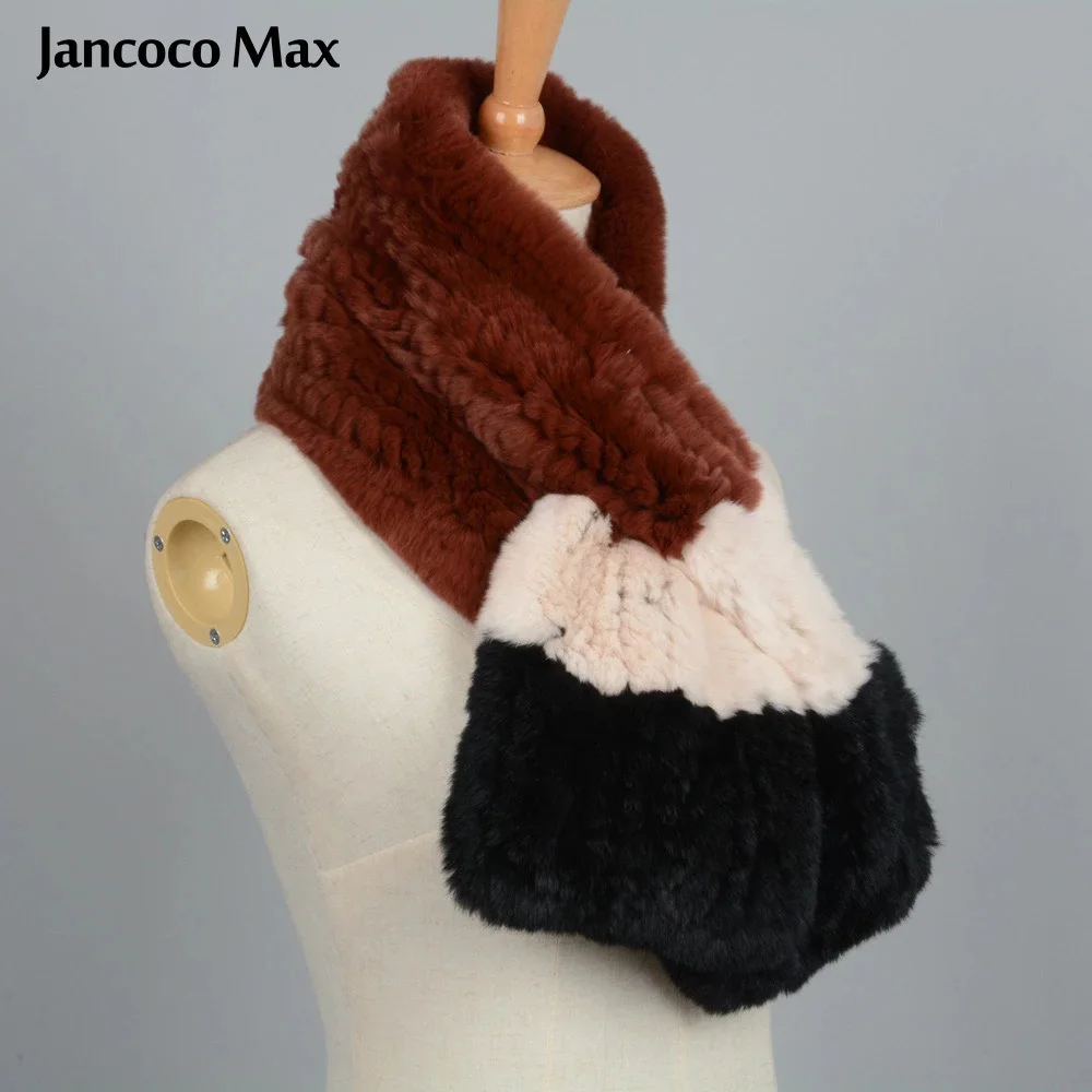 Jancoco Max толстый вязаный настоящий шарф из меха кролика рекс Леди Мода Стиль