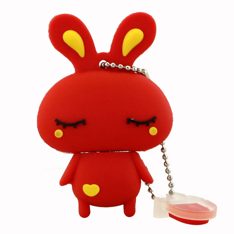 USB флеш-накопитель с милым животным Кроликом, 4 ГБ, 8 ГБ, 16 ГБ, USB флешка, внешний накопитель, ручка с кроликом, подарочная - Цвет: 03 Red