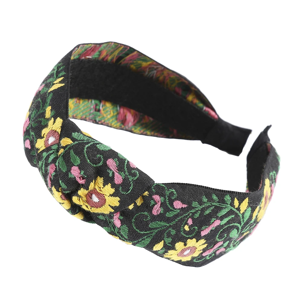 Женская повязка на голову AWAYTR Весенняя эластичная с узелком и вышивкой в виде